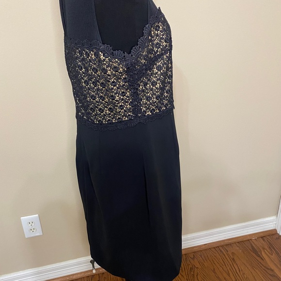 Black dress w/ lace & sheer top size 12 Ivanka Trump great condition! Flattering - Picture 3 of 12